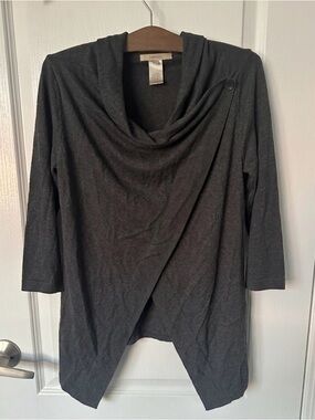 RW&CO. Charcoal Grey Asymmetrical Wrap Cardigan